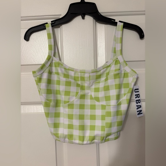 Year of Ours Green Checkered Crop Top - Picture 1 of 3